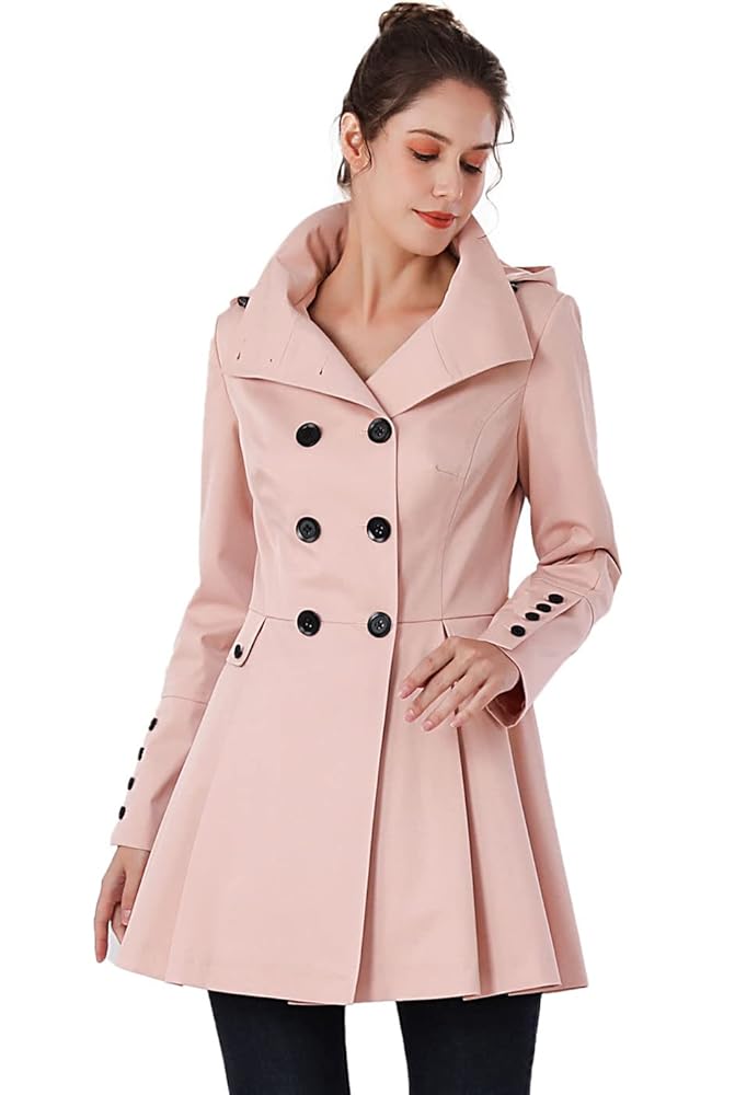 【louren】volume flare trench coat BGSD Women Nicole Waterproof Hooded Fit & Flare Trench Coat